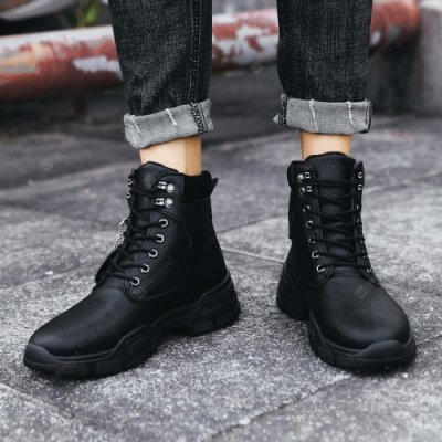 Men High Top Steel Toe Boots Lace Up Work Safety Shoes Army Combat Hiking