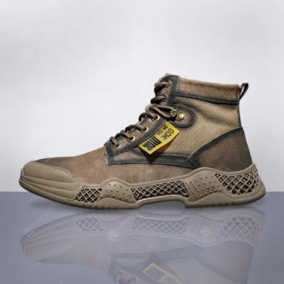 Autumn Men's Casual Lace-up Flat Leather Desert Short Boots