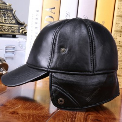 Leather Hat Middle-aged Elderly Men's Warm Winter Thickened Baseball Cap Sheep Skin Wool Winter Cap for Elderly